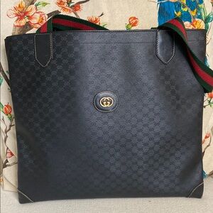 Vintage Gucci Black Monogram Tote Bag